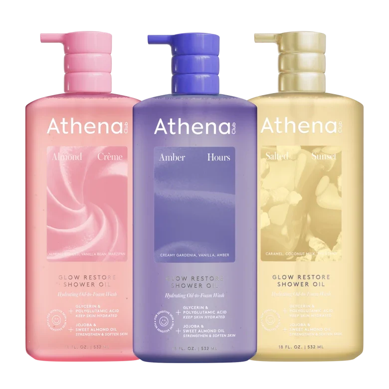 Glow Restore Shower Oil Trio N4 Almond Creme, Amber Hours, Salted Sunset